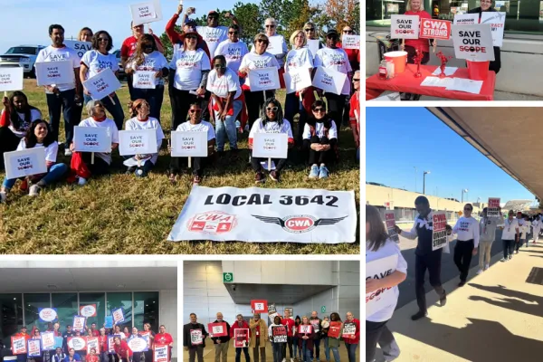 American Airlines agents stand in solidarity 
